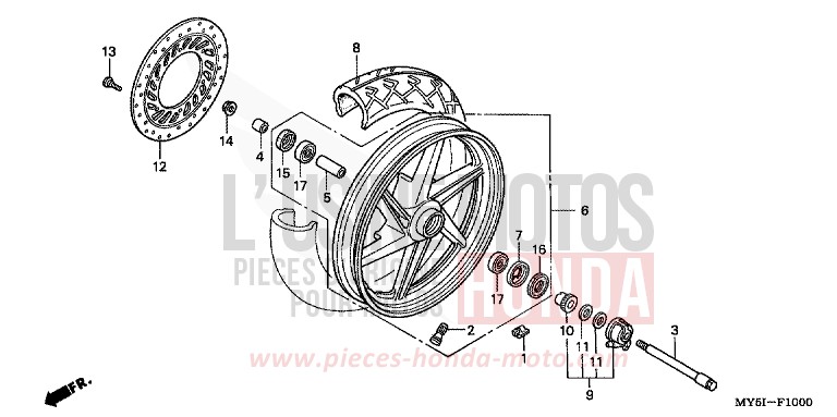 VORDERRAD von CB1300 Super Bold'or ABS RICH RED METALLIC (R255) von 2002